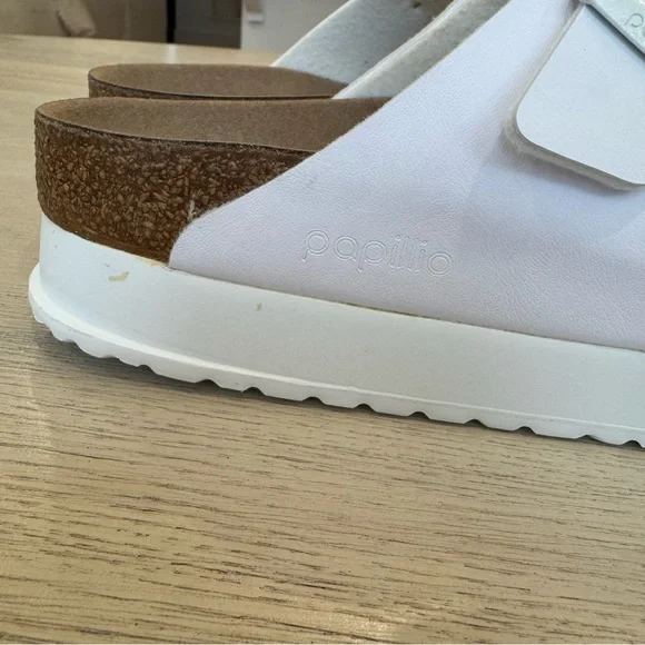 Birkenstock Papillio Arizona Flex Platform White Sandals 40 - Picture 8 of 12